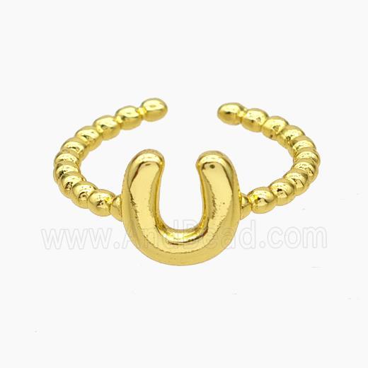 Copper Letter-U Rings Gold Plated