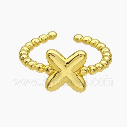 Copper Letter-X Rings Gold Plated