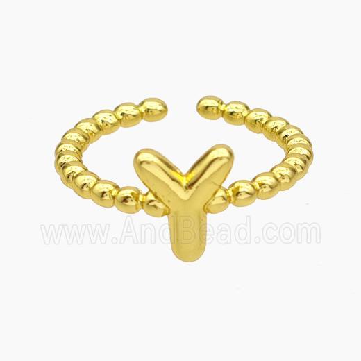 Copper Letter-Y Rings Gold Plated