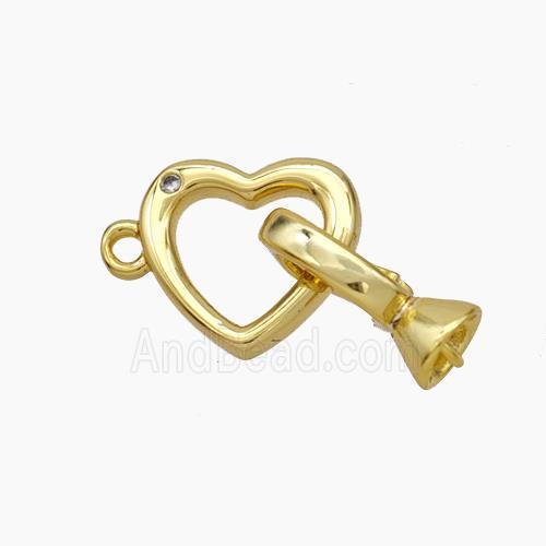 Copper Clasp Cord-End Heart Gold Plated