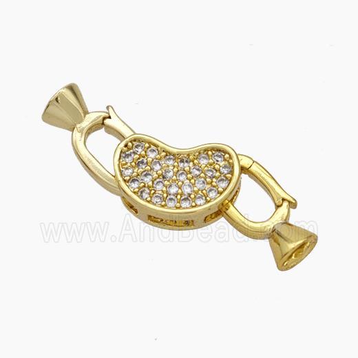 Copper Clasp Pave Zirconia Cord-End Gold Plated
