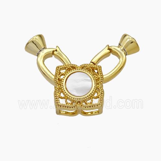 Copper Clasp Pave Shell Cord-End Gold Plated