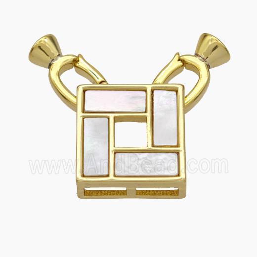 Copper Clasp Pave Shell Cord-End Gold Plated