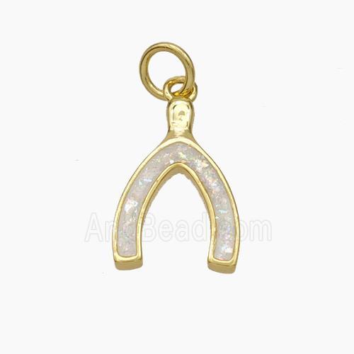 Copper Horseshoe Pendant Pave Fire Opal 18K Gold Plated