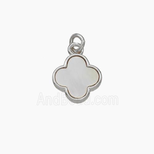 Copper Clover Pendant Pave Shell Platinum Plated