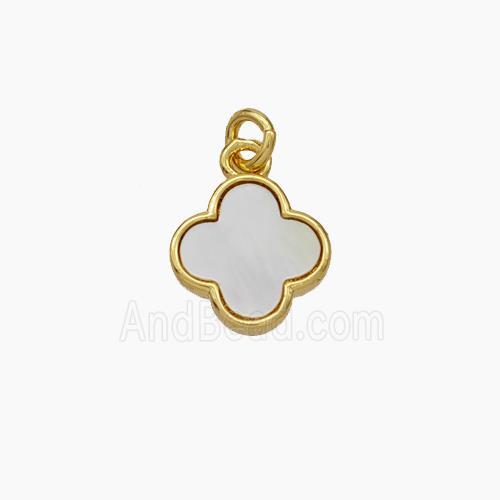 Copper Clover Pendant Pave Shell Gold Plated