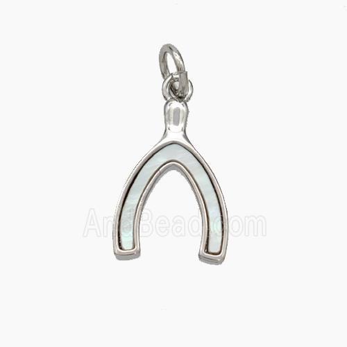 Copper Horseshoe Pendant Pave Shell Platinum Plated