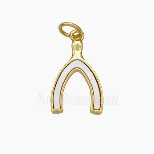 Copper Horseshoe Pendant Pave Shell Gold Plated