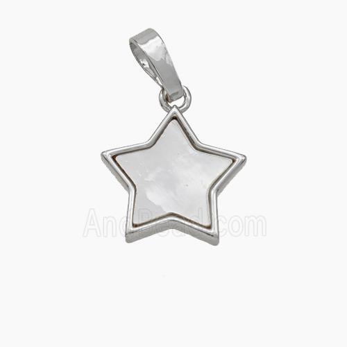 Copper Star Pendant Pave Shell Platinum Plated