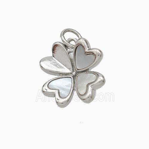 Copper Clover Pendant Pave Shell Platinum Plated
