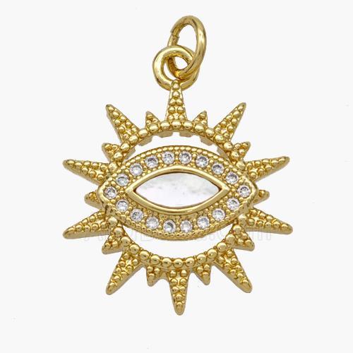Copper Eye Pendant Pave Shell Zirconia 18K Gold Plated