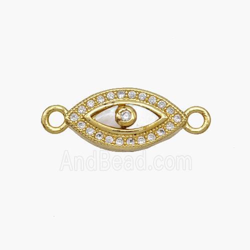 Copper Eye Connector Pave Shell Zirconia 18K Gold Plated
