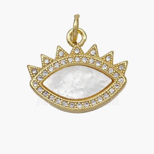 Copper Eye Pendant Pave Shell Zirconia 18K Gold Plated