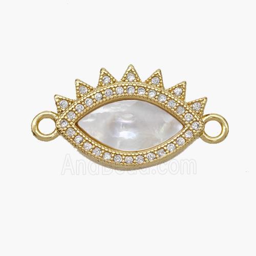 Copper Eye Connector Pave Shell Zirconia 18K Gold Plated