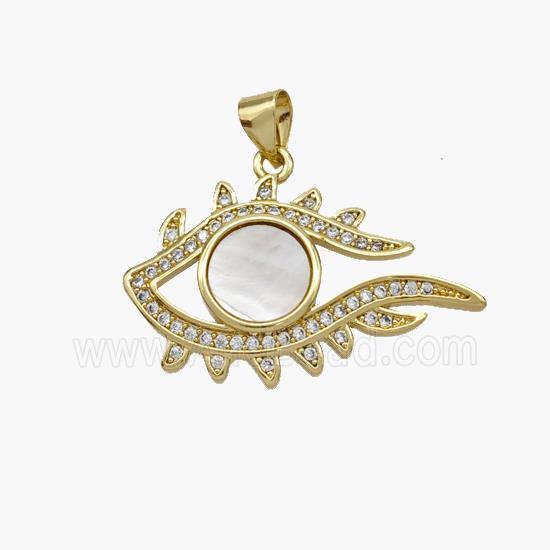 Copper Eye Pendant Pave Shell Zirconia 18K Gold Plated