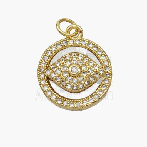Copper Eye Pendant Pave Shell Zirconia 18K Gold Plated