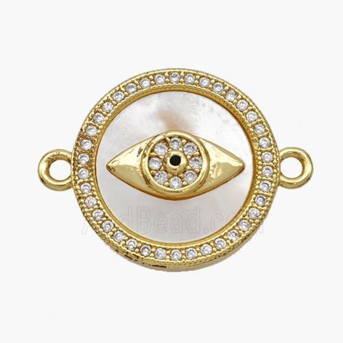 Copper Eye Connector Pave Shell Zirconia 18K Gold Plated