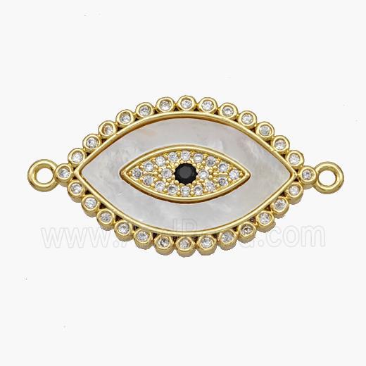 Copper Eye Connector Pave Shell Zirconia 18K Gold Plated