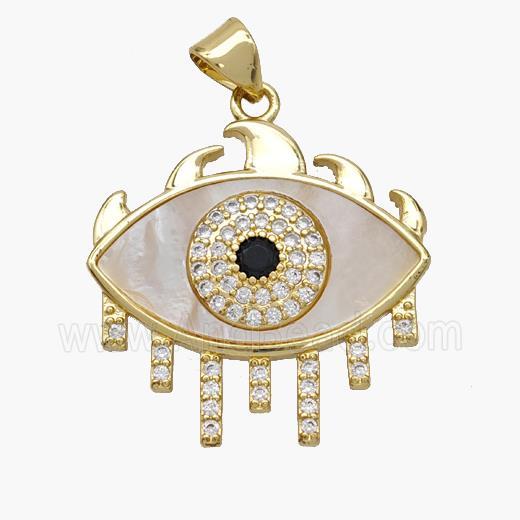 Copper Eye Pendant Pave Shell Zirconia 18K Gold Plated