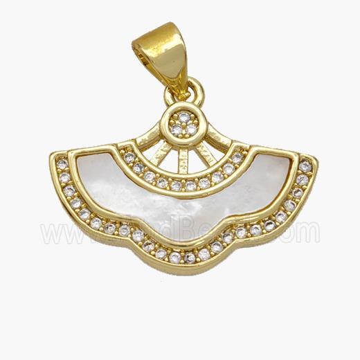 Copper Skirt Pendant Pave Shell Zirconia 18K Gold Plated