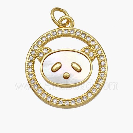 Copper Panda Pendant Pave Shell Zirconia 18K Gold Plated