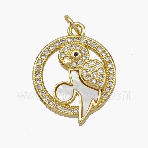 Copper Birds Pendant Pave Shell Zirconia 18K Gold Plated
