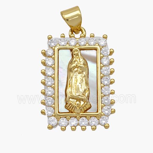 Copper Jesus Pendant Pave Shell Zirconia 18K Gold Plated