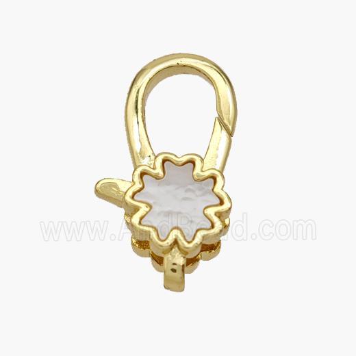 Copper Lobster Clasp Pave Shell 18K Gold Plated
