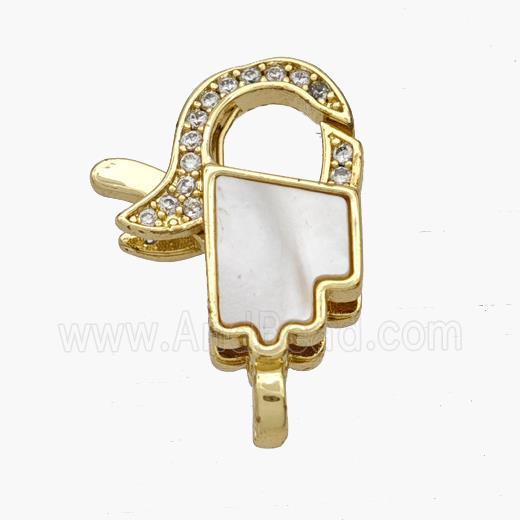 Copper Lobster Clasp Pave Shell 18K Gold Plated