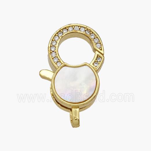 Copper Lobster Clasp Pave Shell 18K Gold Plated