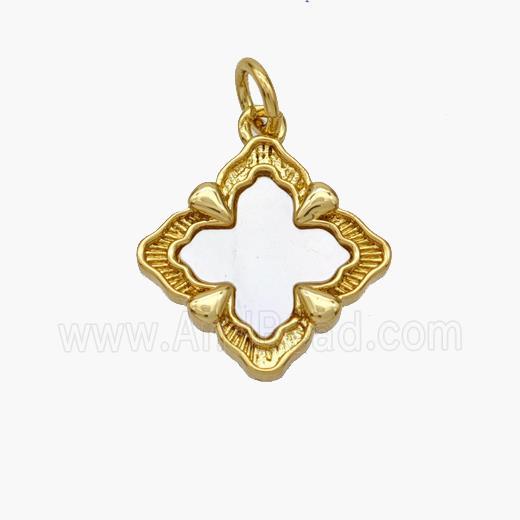 Copper Clover Pendant Pave Shell Gold Plated