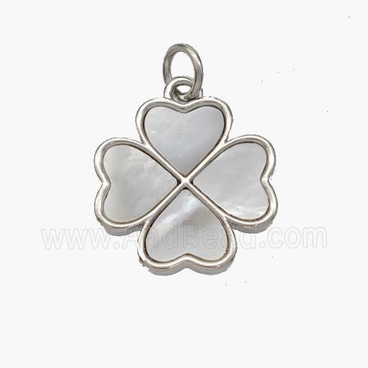 Copper Clover Pendant Pave Shell Platinum Plated