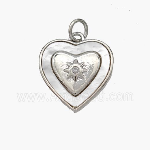 Copper Heart Pendant Pave Shell Platinum Plated