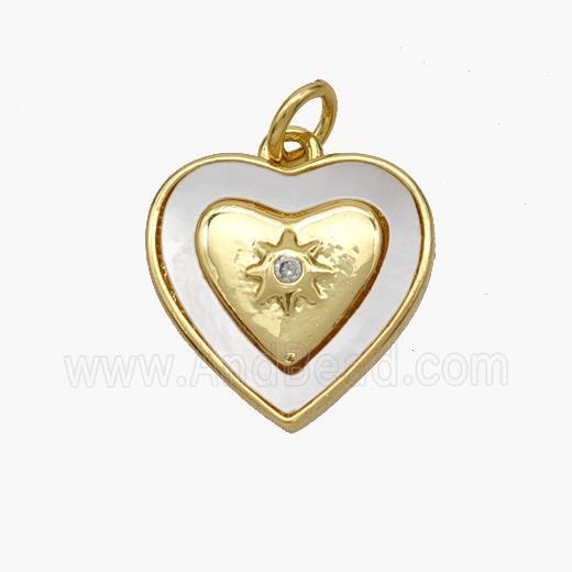Copper Heart Pendant Pave Shell Gold Plated