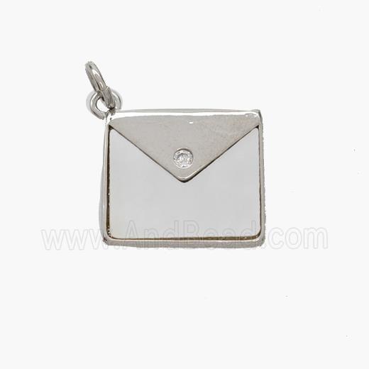 Copper Envelope Pendant Pave Shell Mailer Platinum Plated