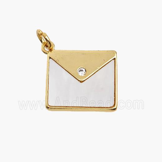 Copper Envelope Pendant Pave Shell Mailer Gold Plated