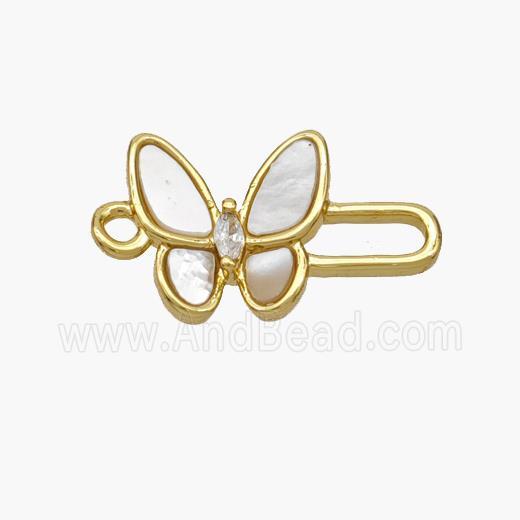 Copper Butterfly Connector Pave Shell Gold Plated