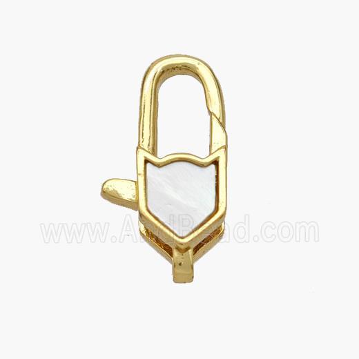 Copper Lobster Clasp Pave Shell Gold Plated