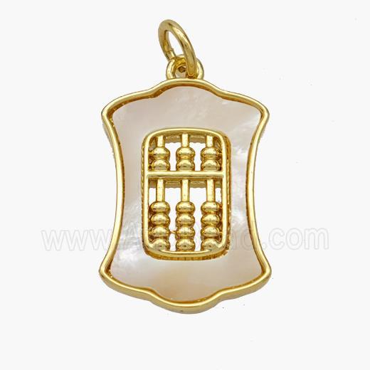 Copper Abacus Pendant Pave Shell Gold Plated