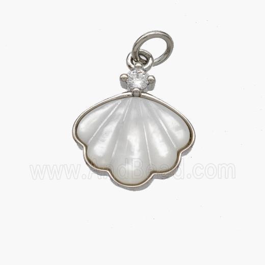 Copper Conch Pendant Pave Shell Platinum Plated
