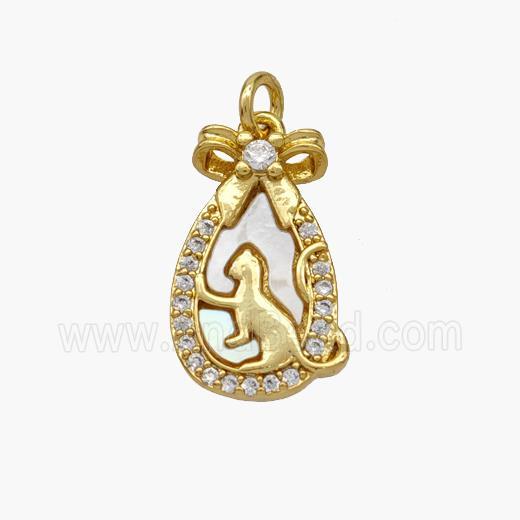 Copper Fox Pendant Pave Shell Zirconia 18K Gold Plated