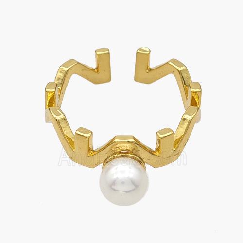 Copper Rings Pave Pearlized Resin 18K Gold Plated