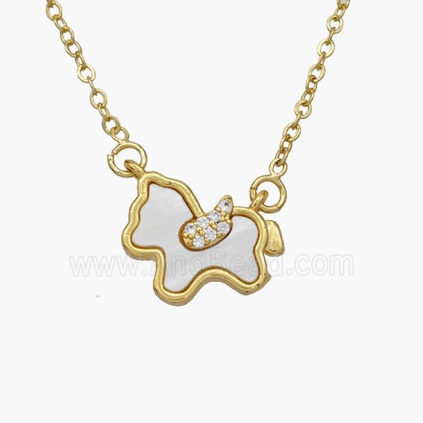 Copper Foal Necklace Pave Shell Horse Gold Plated