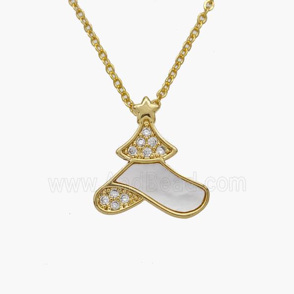 Copper Hat Necklace Pave Shell Zirconia Gold Plated