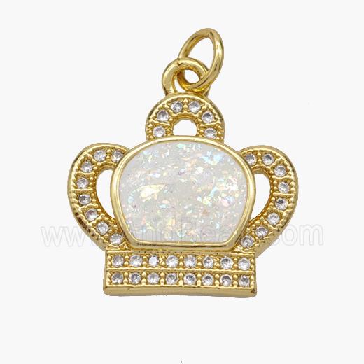Copper Crown Pendant Pave Fire Opal Zirconia 18K Gold Plated