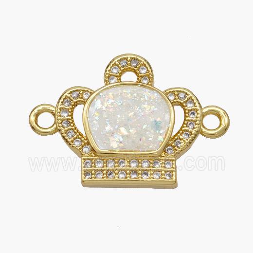 Copper Crown Connector Pave Fire Opal Zirconia 18K Gold Plated