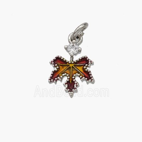 Copper Maple Leaf Pendant Painted Platinum Plated