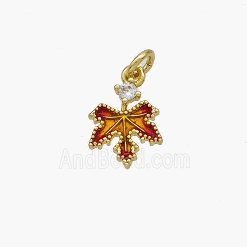 Copper Maple Leaf Pendant Painted Gold Plated