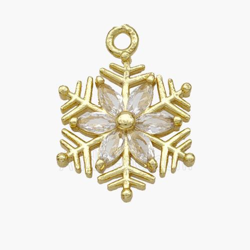 Copper Snowflake Pendant Micropave Zirconia Gold Plated