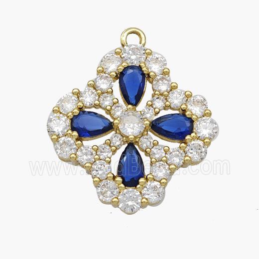 Copper Clover Pendant Micropave Zirconia Gold Plated